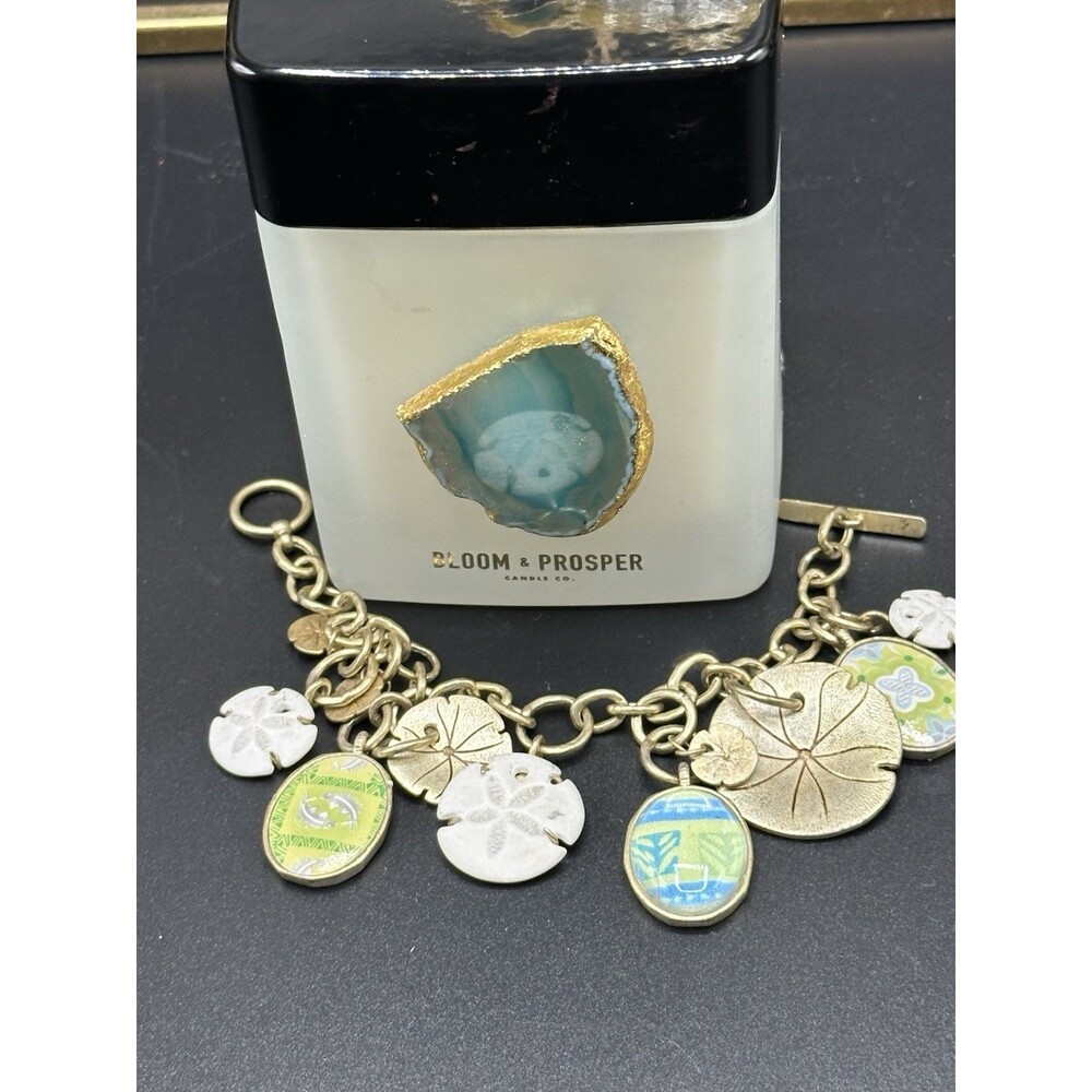 Sigrid Olsen Dull Gold Charm Bracelet - Beachy Theme, Sandollars & Beach Theme